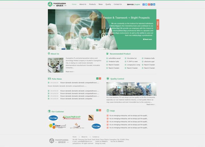 广州普和医药科技有限公司双语官网上线